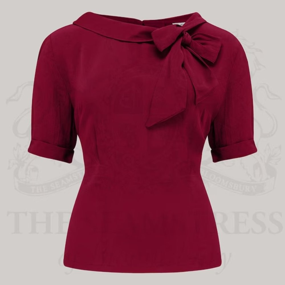 NWT UK 18 XXL US 14 Cindy Blouse in Windsor Wine by The Seamstress of Bloomsbury